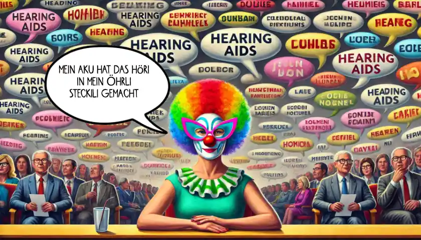 Eine Frau im Clownskostüm